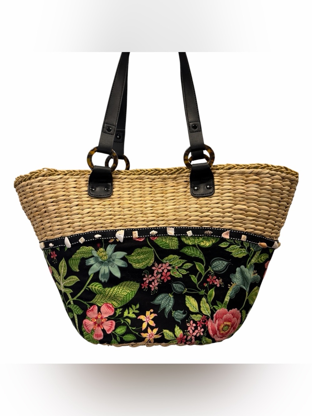 Vera Bradley Botanics Print Straw Tote